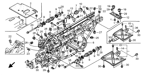 Toutes les pièces pour le Corps De Châssis du Honda TRX 450 ES Foreman 2001