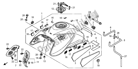 Alle onderdelen voor de Benzinetank van de Honda CBF 1000 FS 2012