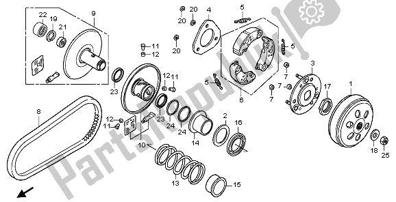 All parts for the Driven Face of the Honda SH 125R 2011