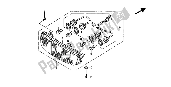 All parts for the Rear Combination Light of the Honda ST 1100 1994