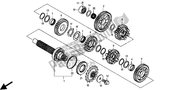 All parts for the Transmission ( Countershaft) of the Honda CB 500F 2013