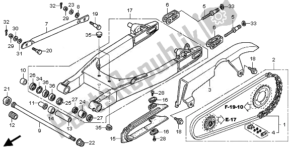 Alle onderdelen voor de Achterbrug van de Honda VT 750S 2011