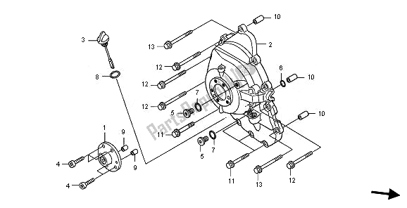 Tutte le parti per il Coperchio Carter Destro del Honda FJS 400A 2010