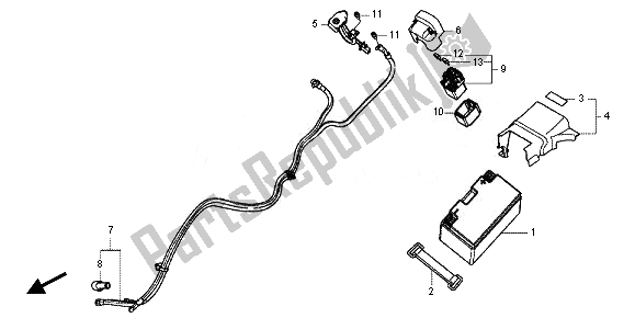 All parts for the Battery of the Honda VFR 800X 2011