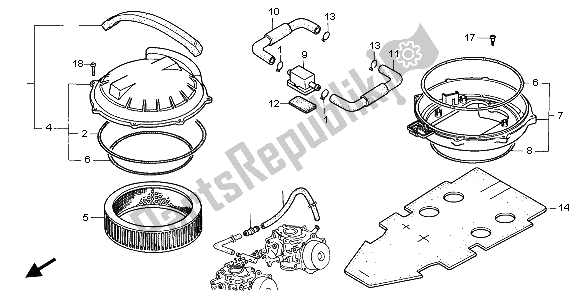 All parts for the Air Cleaner of the Honda ST 1100 1999