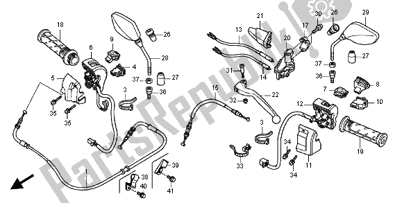 Todas las partes para Manejar Palanca E Interruptor Y Cable de Honda WW 125 EX2 2012