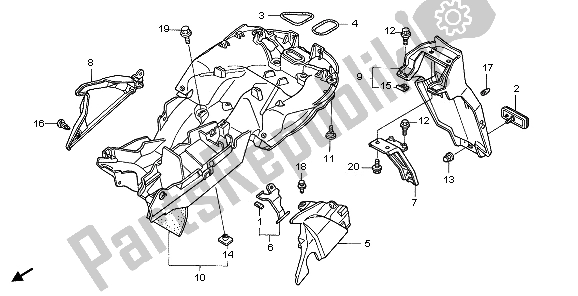 All parts for the Fender of the Honda VFR 800A 2006