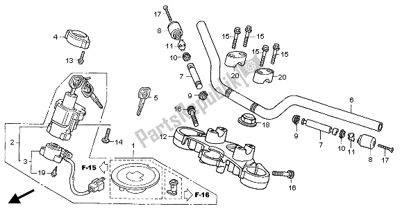 Todas as partes de Lidar Com Tubo E Ponte Superior do Honda CBF 500A 2006