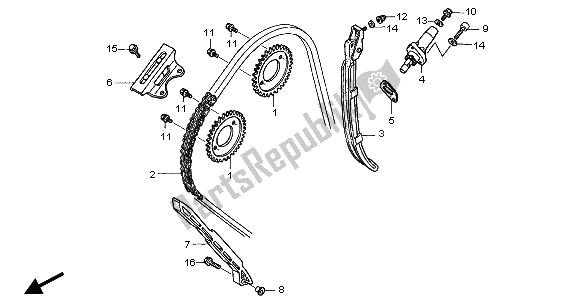 All parts for the Cam Chain & Tensioner of the Honda CBF 600S 2005