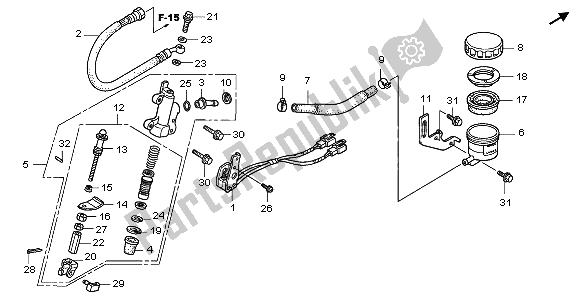 All parts for the Rear Brake Master Cylinder of the Honda GL 1800A 2006