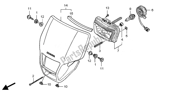 All parts for the Headlight of the Honda CRF 250X 2008