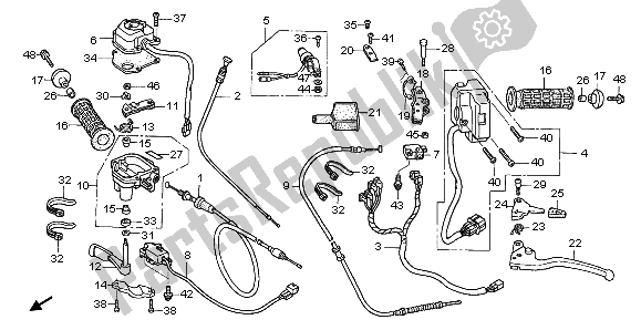 All parts for the Handle Lever & Switch & Cable of the Honda TRX 650 FA Fourtrax Rincon 2004