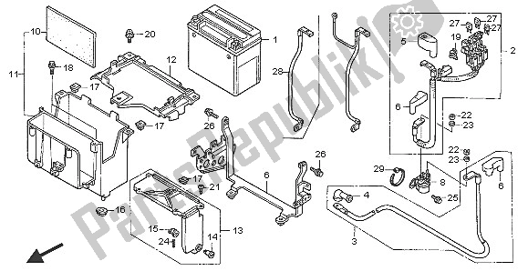 All parts for the Battery of the Honda VTX 1800C1 2005