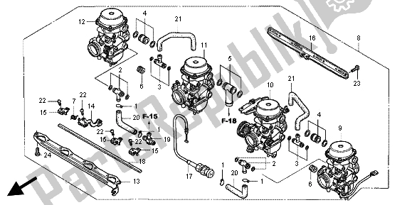 Alle onderdelen voor de Carburateur (assy.) van de Honda CB 1300X4 1997