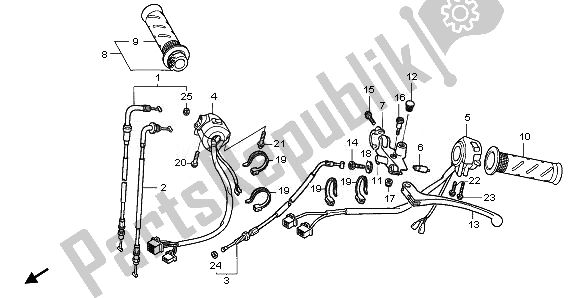 Toutes les pièces pour le Levier De Poignée Et Interrupteur Et Câble du Honda NT 700V 2008