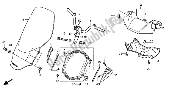 All parts for the Handle Pipe & Handle Cover of the Honda FES 125A 2009