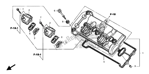 All parts for the Cylinder Head Cover of the Honda CB 600F Hornet 2013