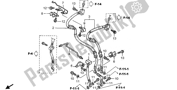 Alle onderdelen voor de Voorremslang van de Honda VFR 800 2008