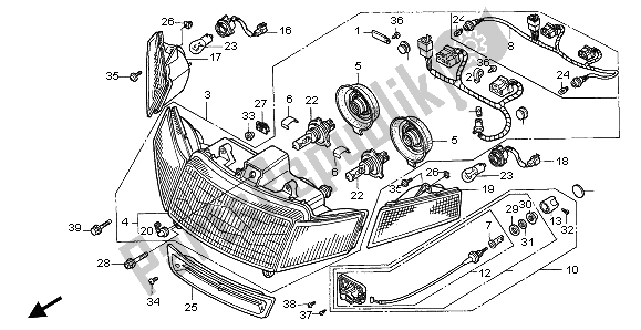 All parts for the Headlight (uk) of the Honda GL 1500A 1997
