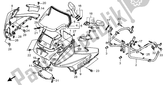 All parts for the Upper Cowl of the Honda CBR 1000F 1998