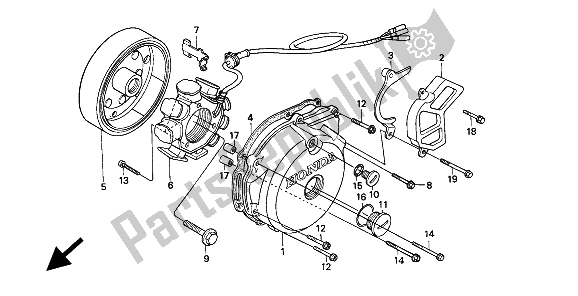 Wszystkie części do Lewa Pokrywa Skrzyni Korbowej Honda XR 250R 1994