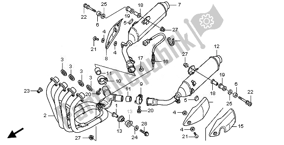 Alle onderdelen voor de Uitlaatdemper van de Honda CBF 1000A 2008