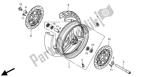 Tutte le parti per il Ruota Anteriore del Honda CB 1100 SF 2000