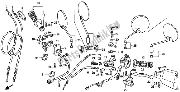 Tutte le parti per il Interruttore E Cavo del Honda NX 650 1993