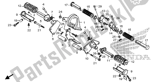 All parts for the Step of the Honda VT 1300 CXA 2013