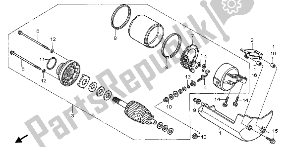 All parts for the Starting Motor of the Honda VT 125C 2003