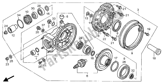 All parts for the Final Driven Gear of the Honda ST 1300 2006