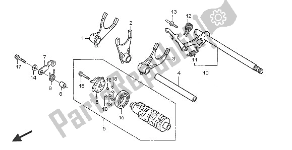 All parts for the Gearshift Drum of the Honda VT 750C 2005