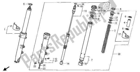 Todas as partes de Garfo Dianteiro do Honda CBR 600F 1996
