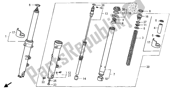 Wszystkie części do Przedni Widelec Honda CBR 600F 1996