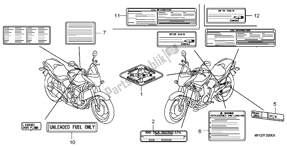 All parts for the Caution Label of the Honda CB 600F3 Hornet 2009