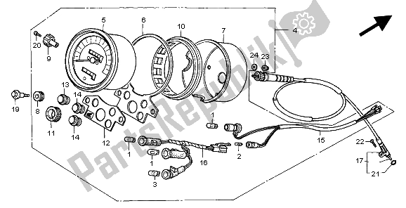 All parts for the Meter (kmh) of the Honda CA 125 1999