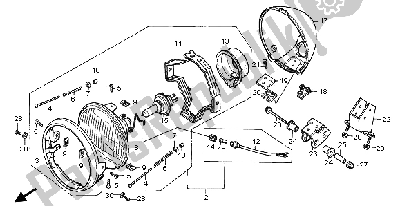 All parts for the Headlight (uk) of the Honda VT 600C 1996