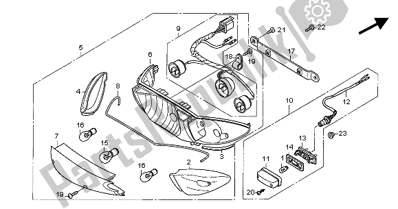 All parts for the Rear Combination Light of the Honda CBF 500 2004