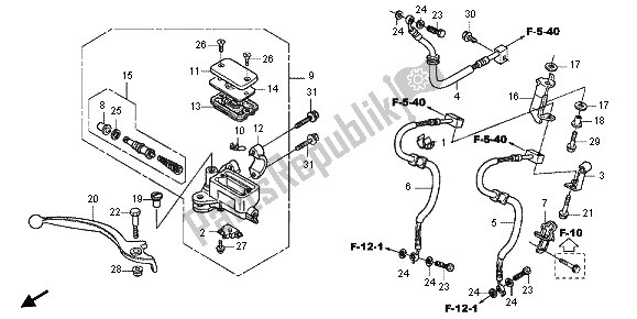 All parts for the Front Brake Master Cylinder of the Honda CBR 250 RA 2013