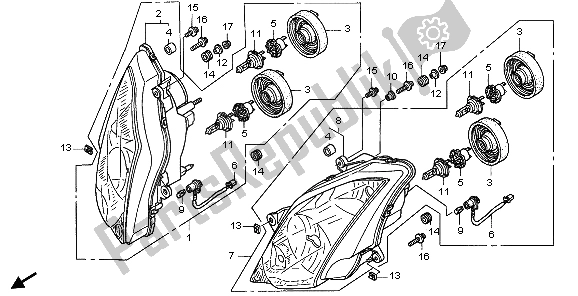 All parts for the Headlight (eu) of the Honda VFR 800 2007