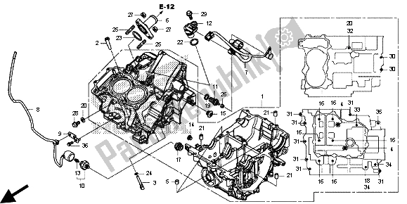 Alle onderdelen voor de Carter van de Honda CB 500 FA 2013