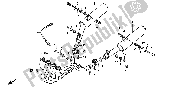 Alle onderdelen voor de Uitlaatdemper van de Honda CBR 1100 XX 1997