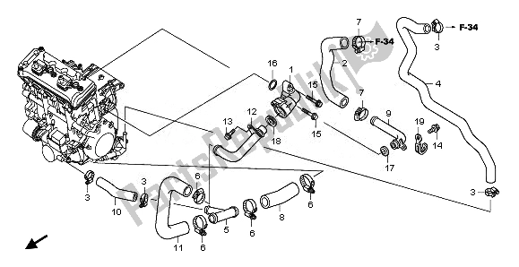 Tutte le parti per il Tubo Dell'acqua del Honda CB 1000 RA 2011