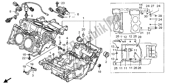 All parts for the Crankcase of the Honda VFR 800X 2013