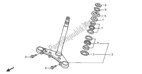 All parts for the Steering Stem of the Honda NT 650V 2005