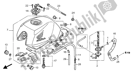 Alle onderdelen voor de Benzinetank van de Honda CBF 500A 2007