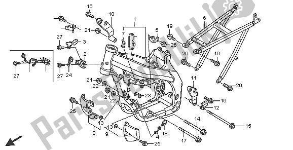 All parts for the Frame Body of the Honda CRF 450R 2005