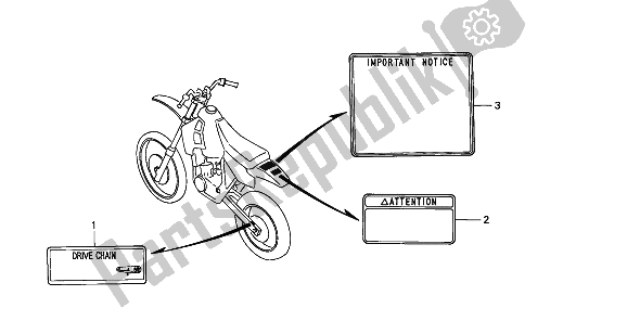 Todas as partes de Etiqueta De Cuidado do Honda CR 80R 1994