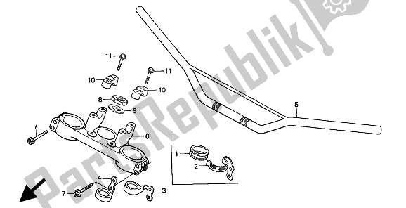 All parts for the Handle Pipe & Top Bridge of the Honda XR 250R 1994