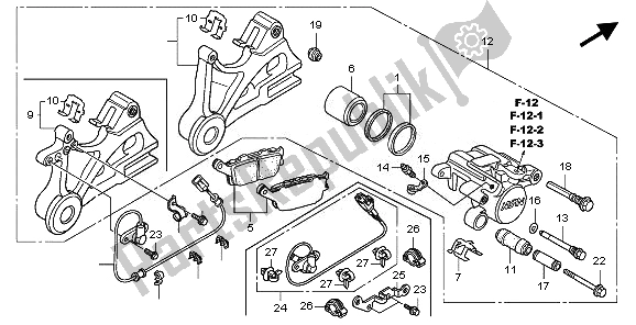 Wszystkie części do Zacisk Hamulca Tylnego Honda CBF 600 NA 2008